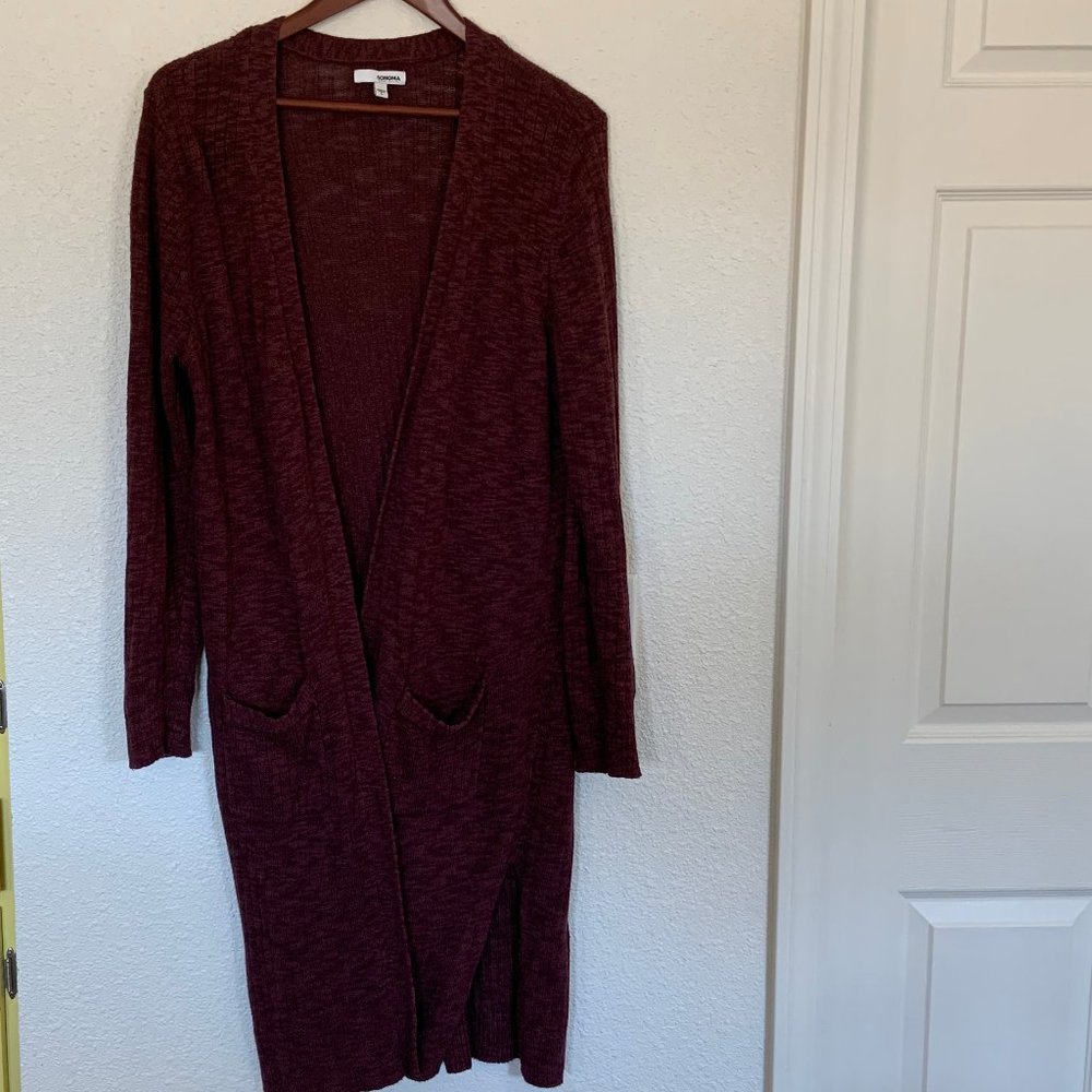 Long Maroon Cardigan